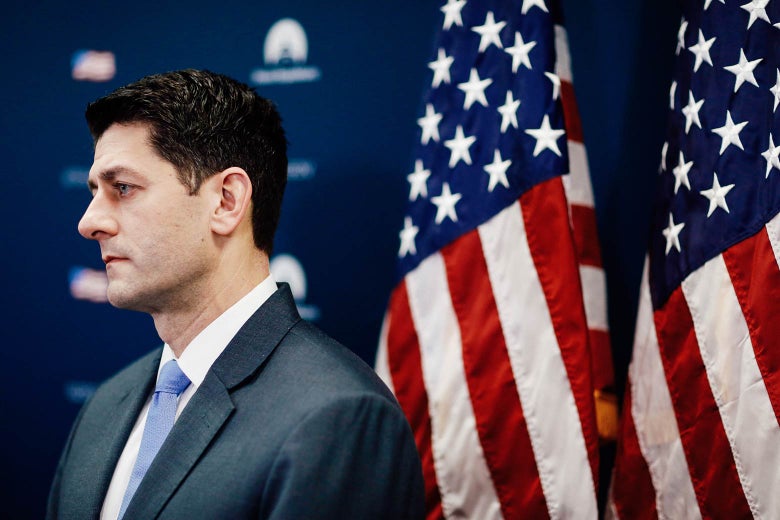 U.S. House Speaker Paul Ryan (R-WI) speaks to reporters ahead of an expected vote in the Republican-led U.S. House of Representatives on a short-term budget measure that would avert a rerun of last month's three-day partial government shutdown, on Capitol Hill in Washington, U.S., February 6, 2018.